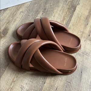 Anine Bing Brown Leather Slide Sandals